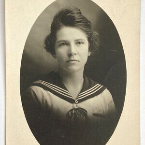 1900's RPPC Young Woman Portrait Nautical Boat Neck AZO Real Photo Postcard